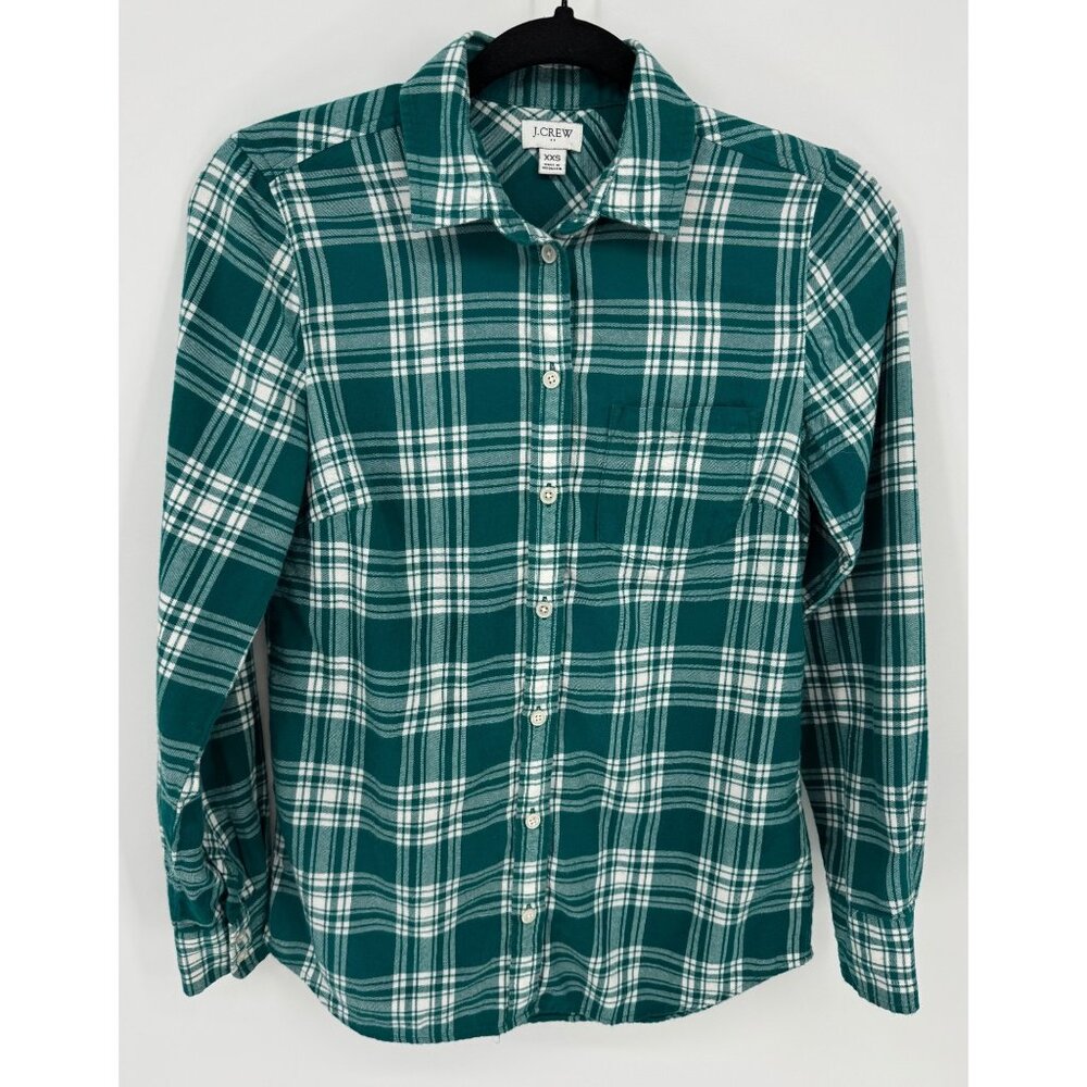 J.Crew Womens Green Plaid Button-up Casual Long Sleeve Shirt